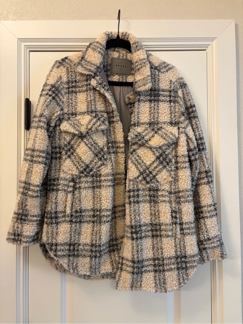 Blank NYC Cream and Gray Bouclé Sherpa Jacket